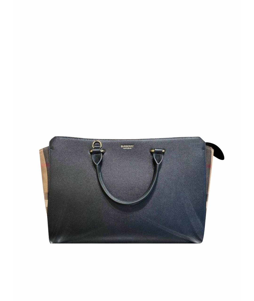 BURBERRY Черная кожаная сумка тоут, фото 1