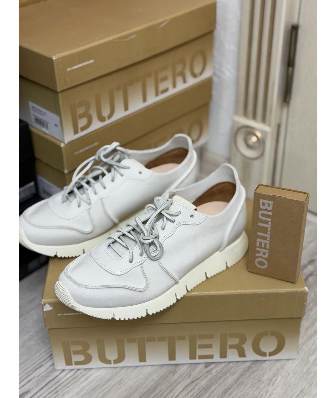 BUTTERO Белые кожаные низкие кроссовки / кеды, фото 5