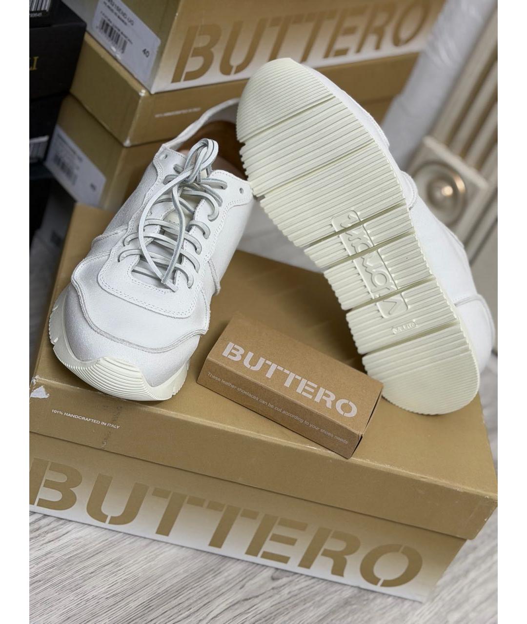 BUTTERO Белые кожаные низкие кроссовки / кеды, фото 8