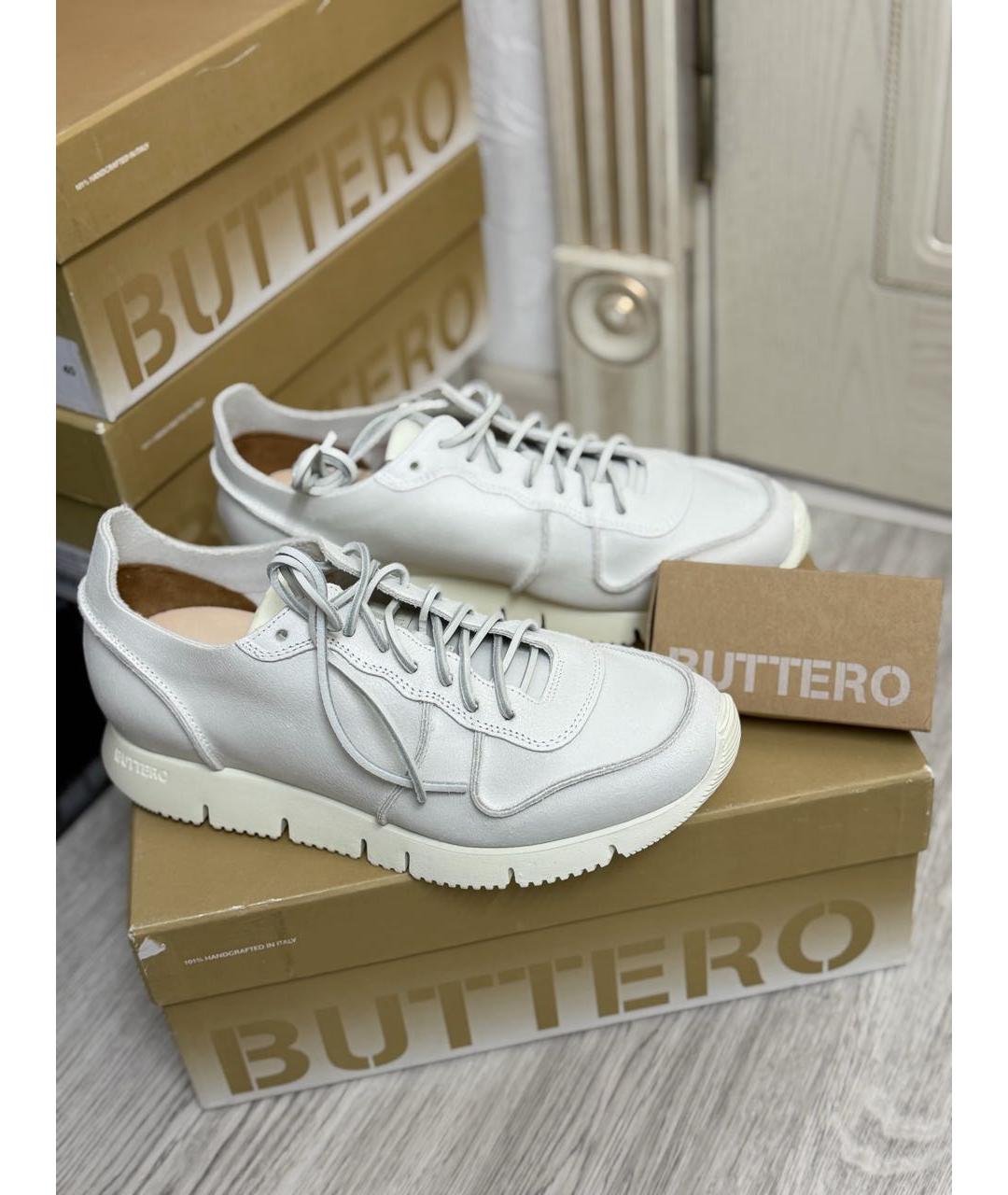 BUTTERO Белые кожаные низкие кроссовки / кеды, фото 9