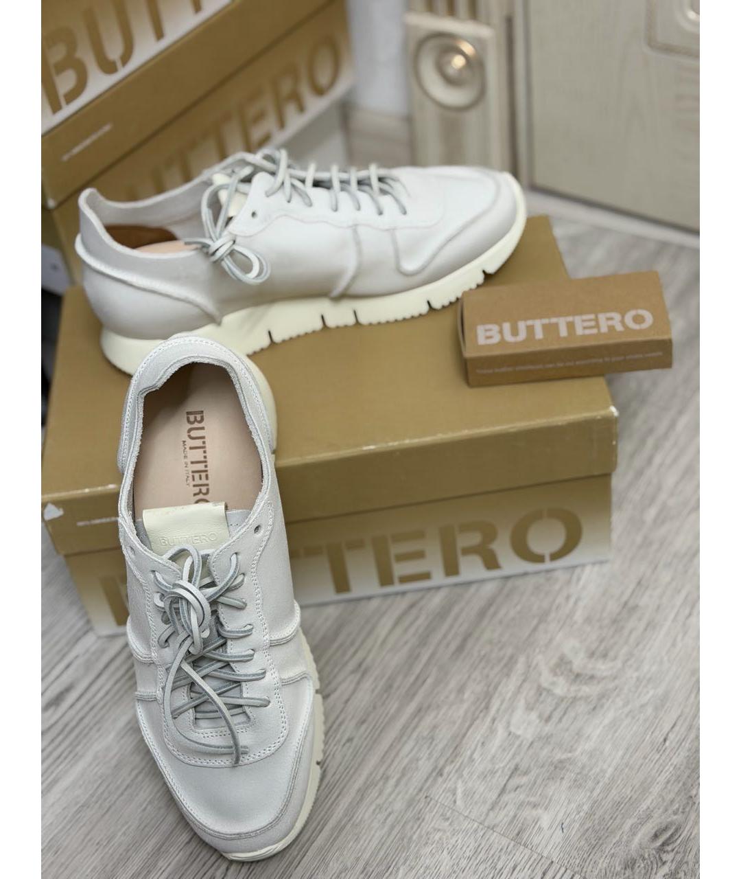BUTTERO Белые кожаные низкие кроссовки / кеды, фото 6