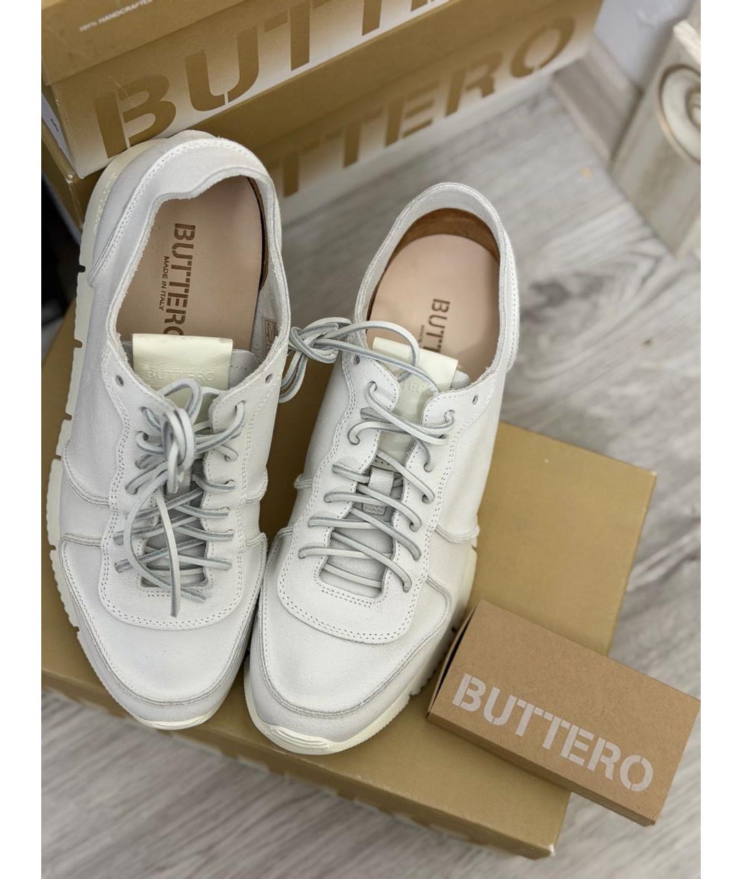BUTTERO Белые кожаные низкие кроссовки / кеды, фото 3