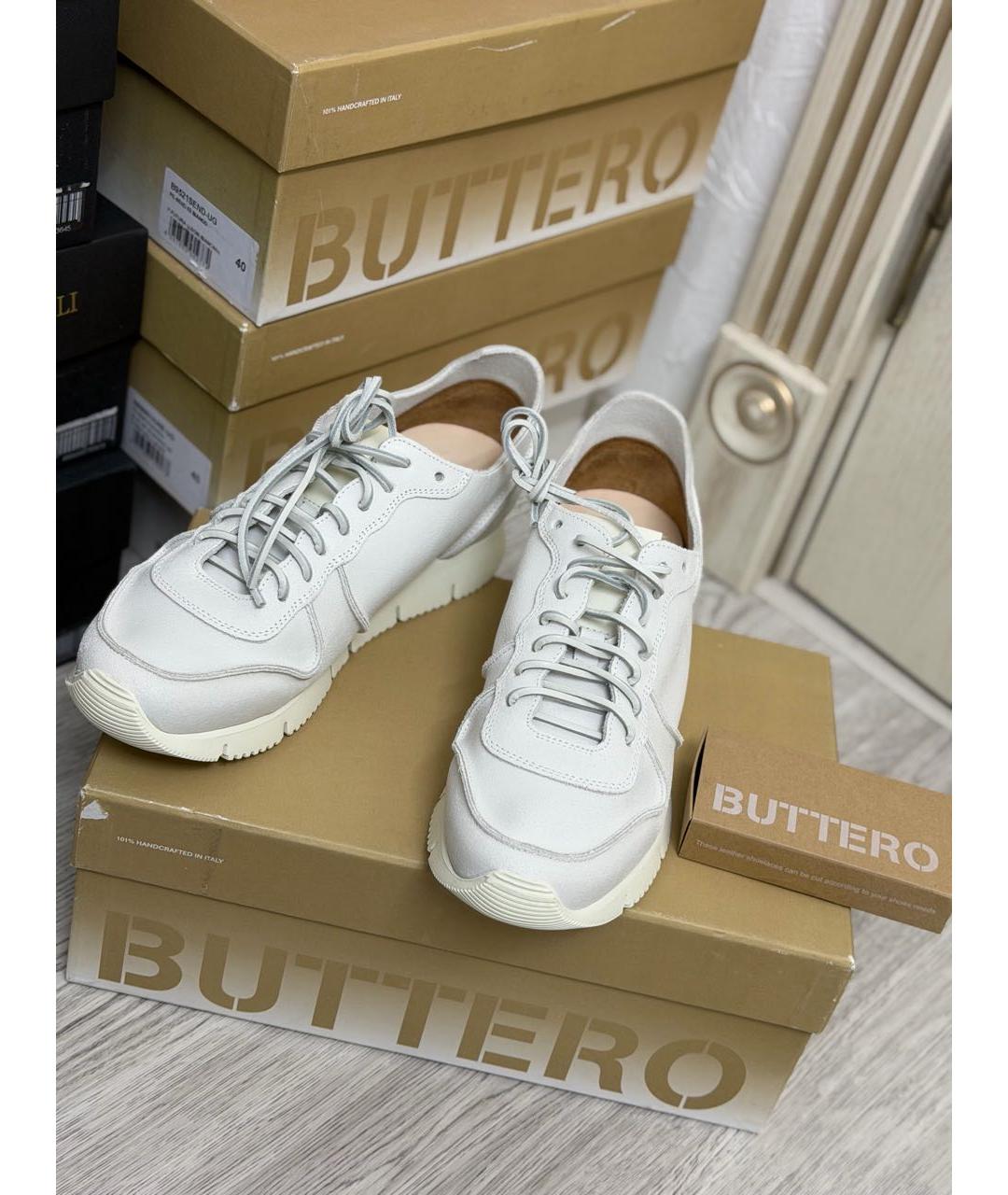 BUTTERO Белые кожаные низкие кроссовки / кеды, фото 2