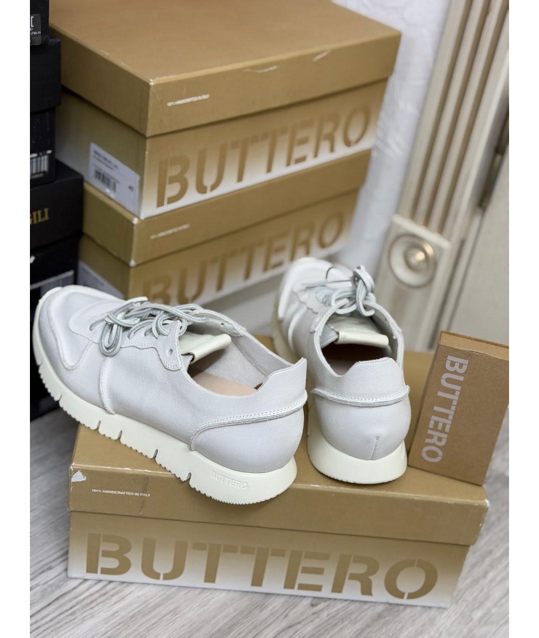 BUTTERO Белые кожаные низкие кроссовки / кеды, фото 4