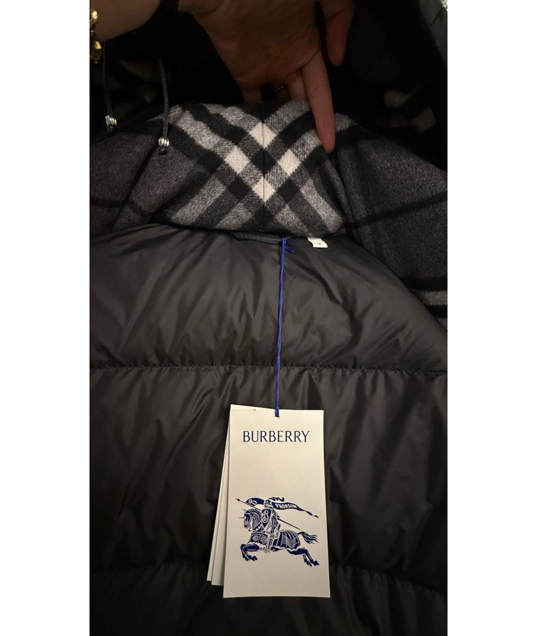 BURBERRY Черный полиэстеровый пуховик, фото 4