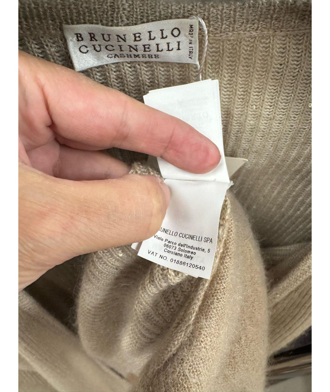 BRUNELLO CUCINELLI Бежевый кашемировый джемпер / свитер, фото 7