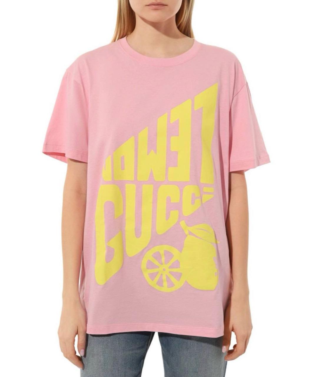 GUCCI Розовая хлопковая футболка, фото 2