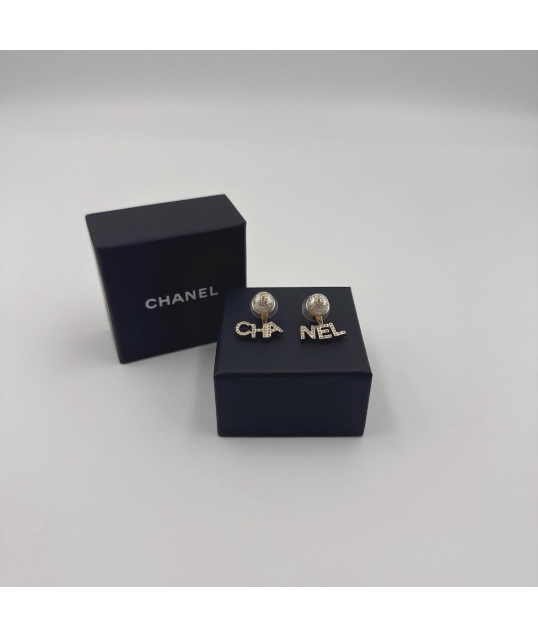 CHANEL Золотые металлические серьги, фото 3