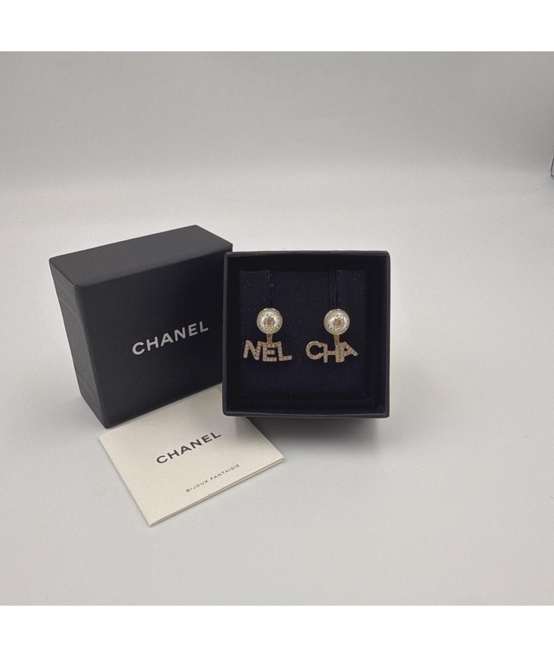 CHANEL Золотые металлические серьги, фото 2
