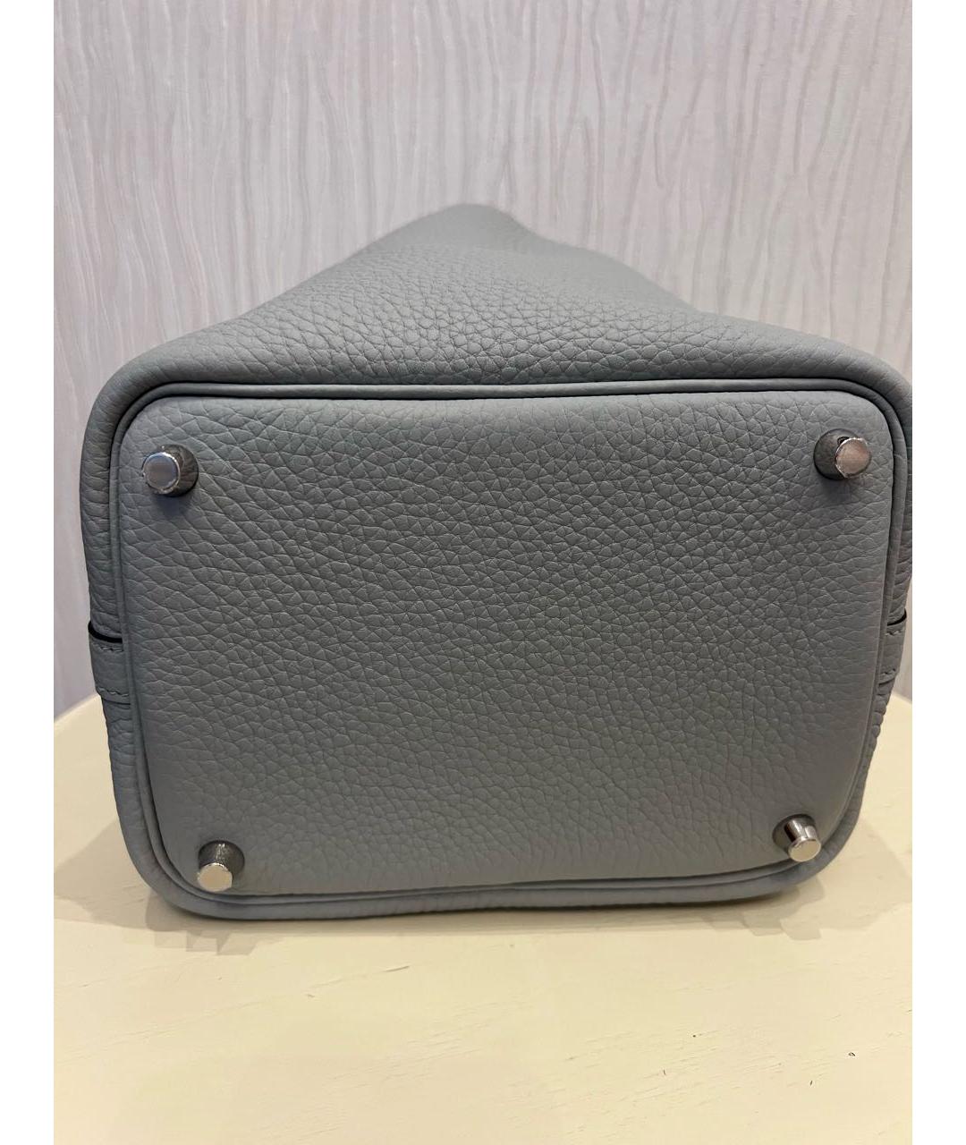 HERMES Серая кожаная сумка с короткими ручками, фото 2