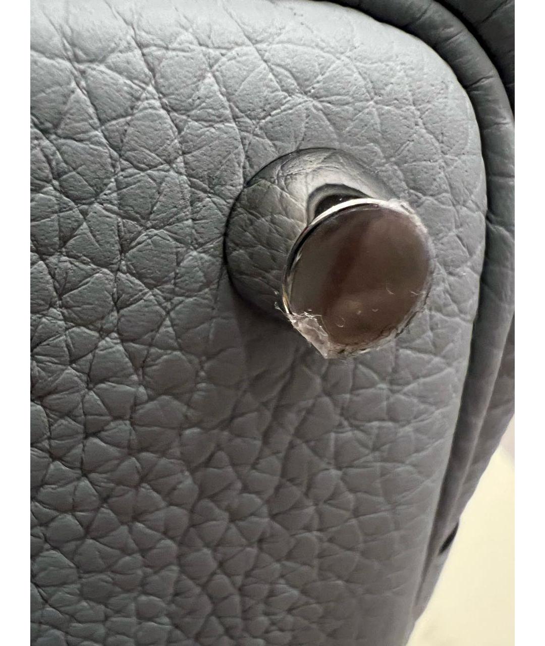 HERMES Серая кожаная сумка с короткими ручками, фото 3