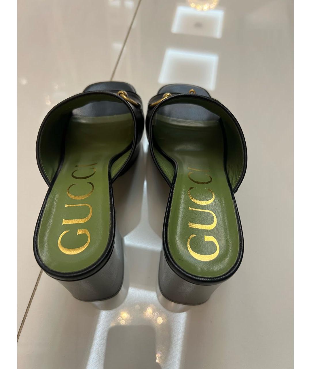 GUCCI Черные кожаные мюли, фото 3
