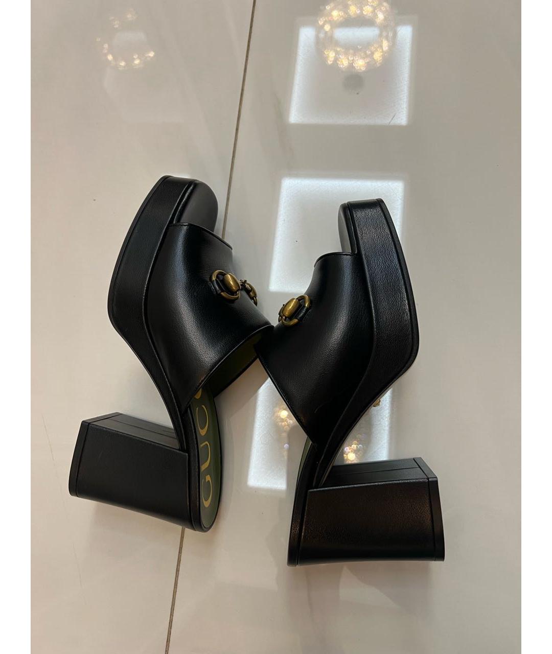 GUCCI Черные кожаные мюли, фото 6