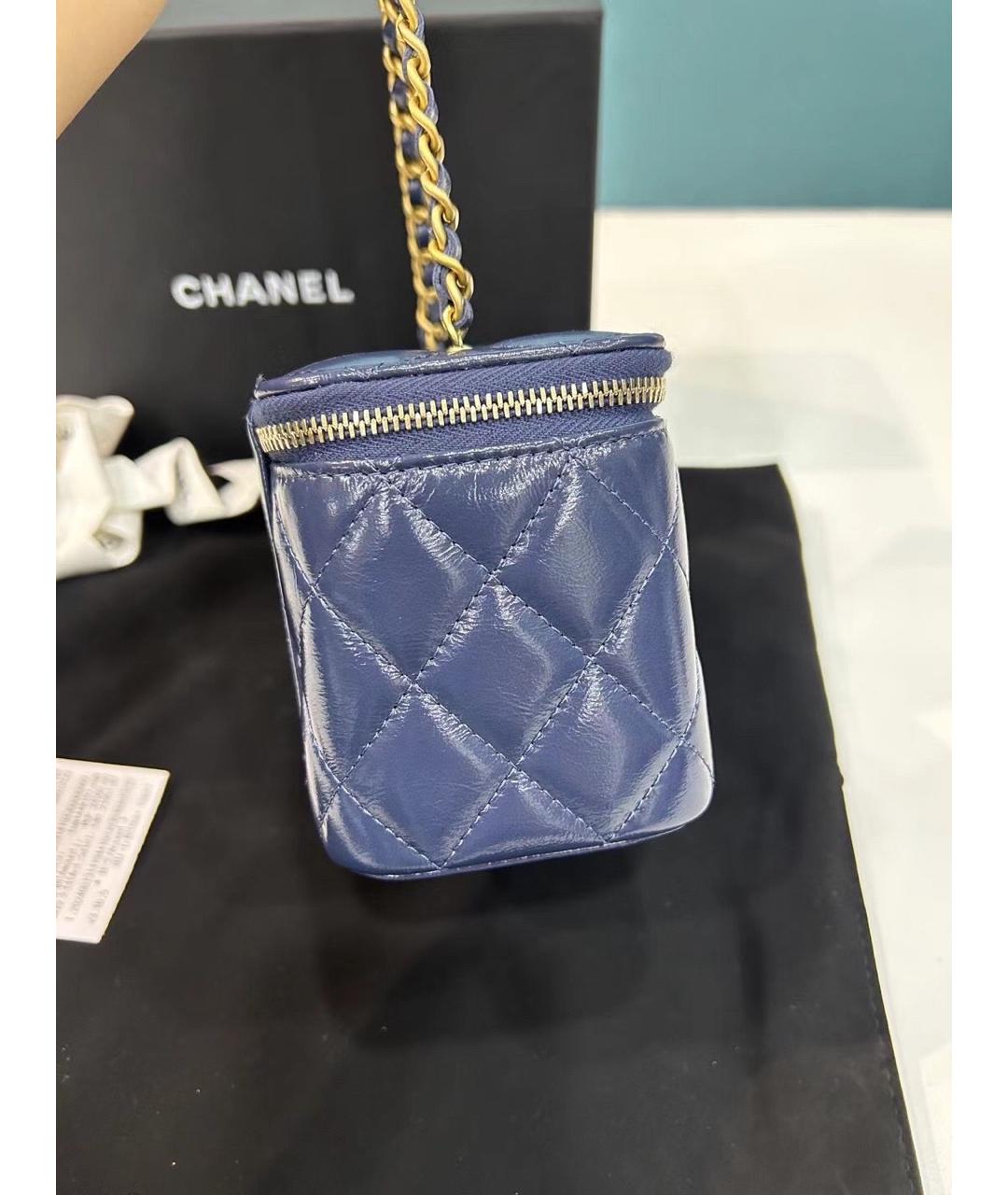 CHANEL Темно-синяя кожаная сумка через плечо, фото 4