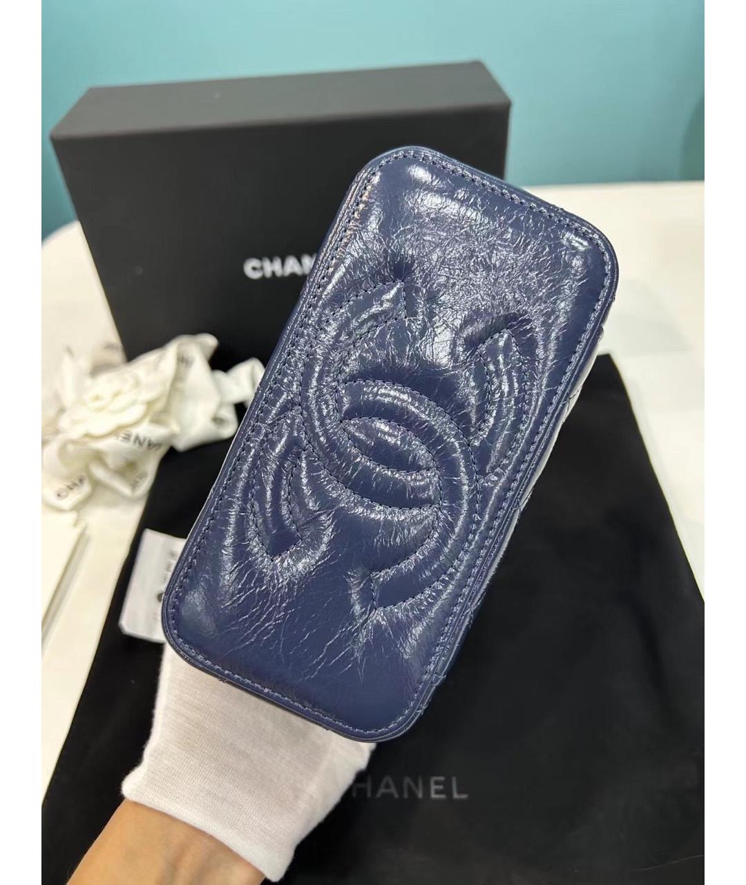 CHANEL Темно-синяя кожаная сумка через плечо, фото 5