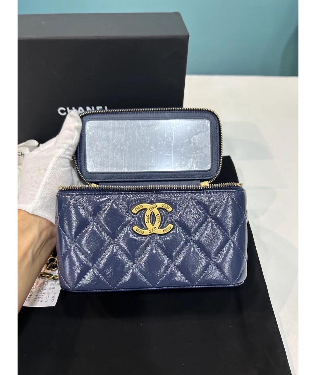 CHANEL Темно-синяя кожаная сумка через плечо, фото 8