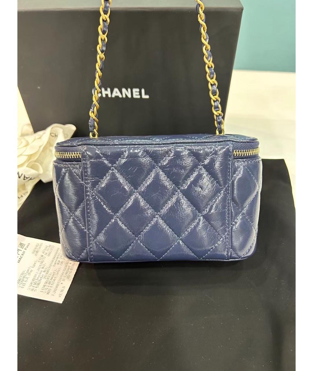 CHANEL Темно-синяя кожаная сумка через плечо, фото 3