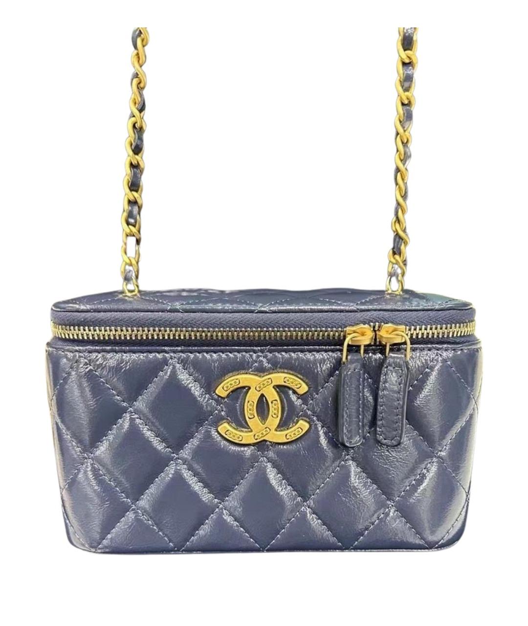 CHANEL Темно-синяя кожаная сумка через плечо, фото 1