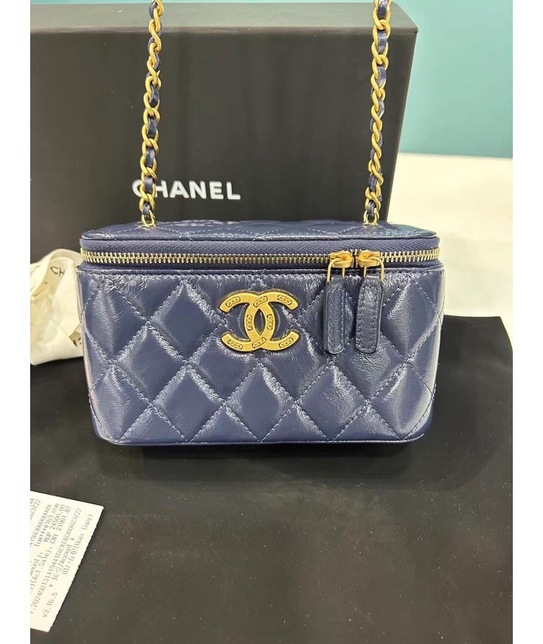 CHANEL Темно-синяя кожаная сумка через плечо, фото 10