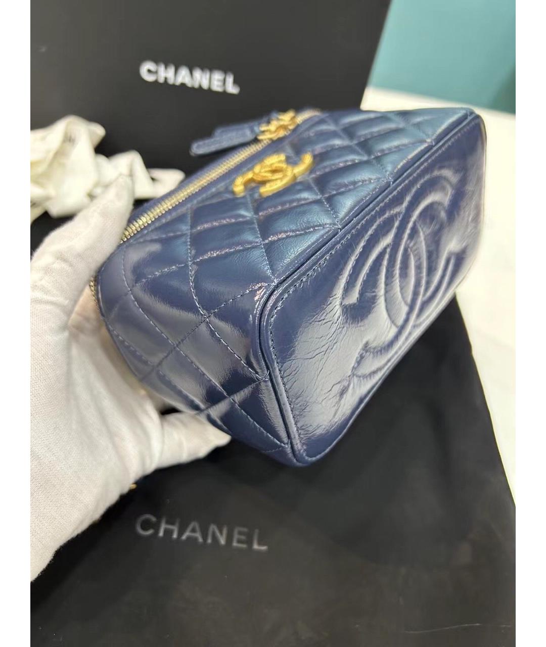 CHANEL Темно-синяя кожаная сумка через плечо, фото 6