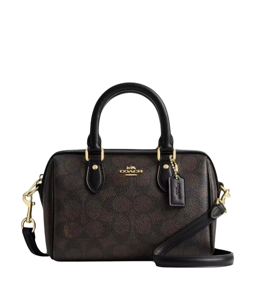 COACH Коричневая кожаная сумка с короткими ручками, фото 1