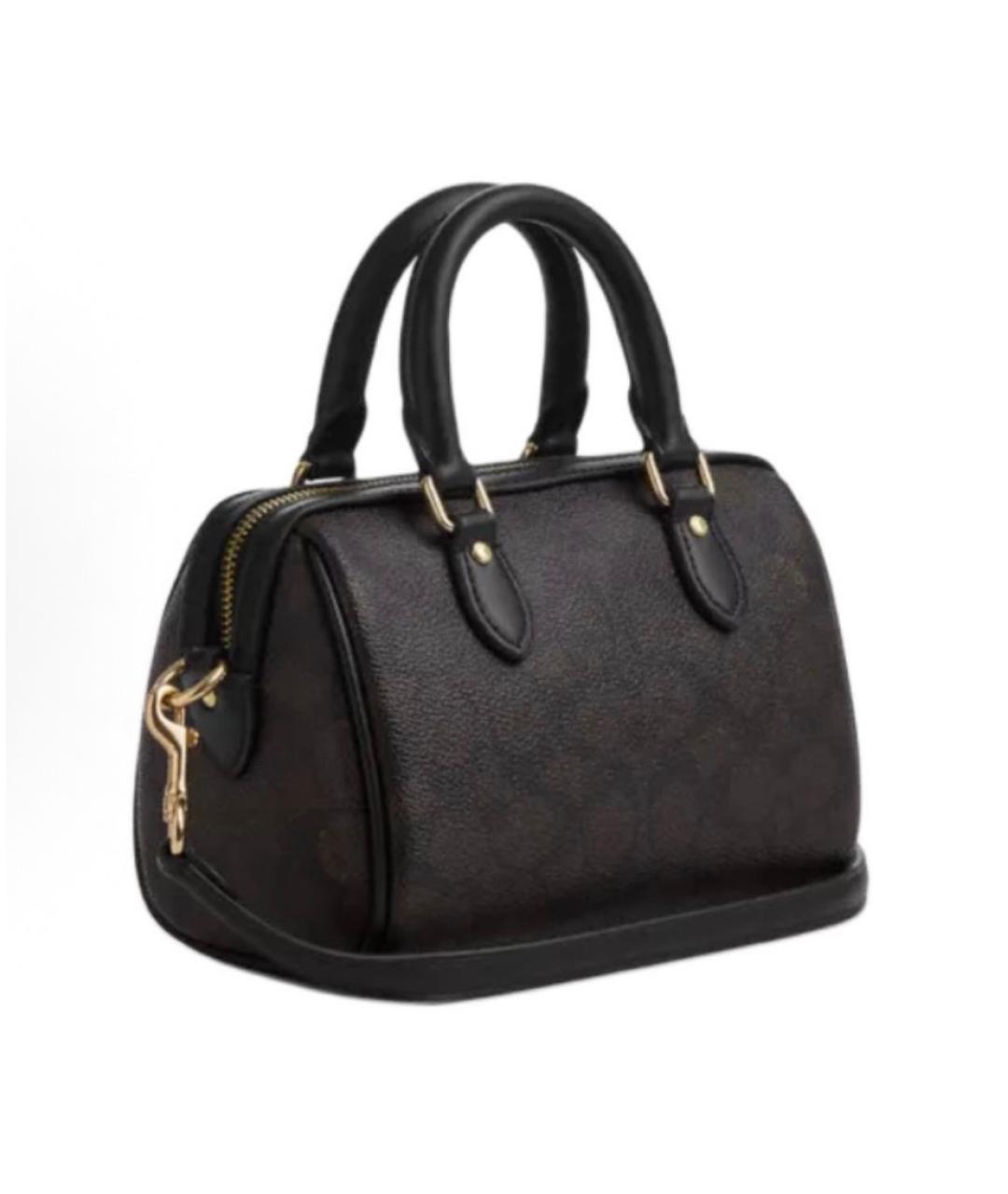 COACH Коричневая кожаная сумка с короткими ручками, фото 2