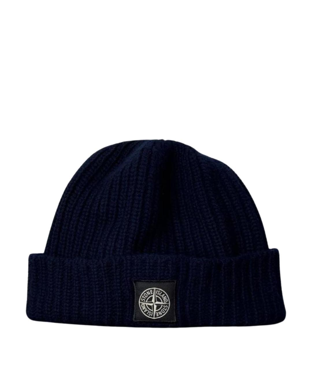 STONE ISLAND Темно-синяя шерстяная шапка, фото 1