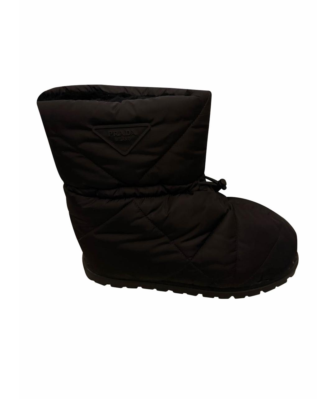 PRADA Черные неопреновые высокие ботинки, фото 1