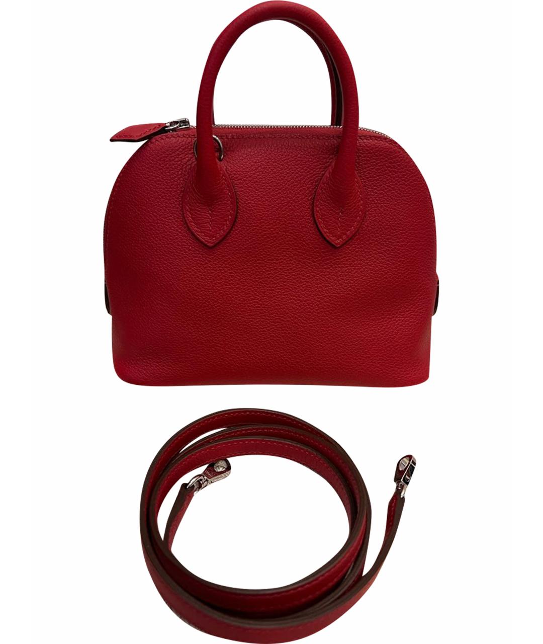 HERMES Красная кожаная сумка с короткими ручками, фото 1