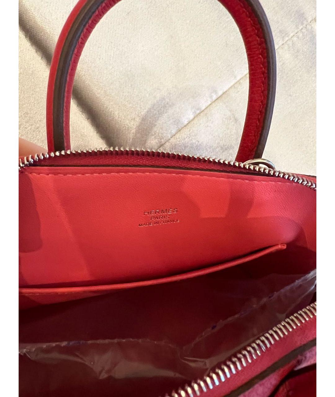 HERMES Красная кожаная сумка с короткими ручками, фото 5