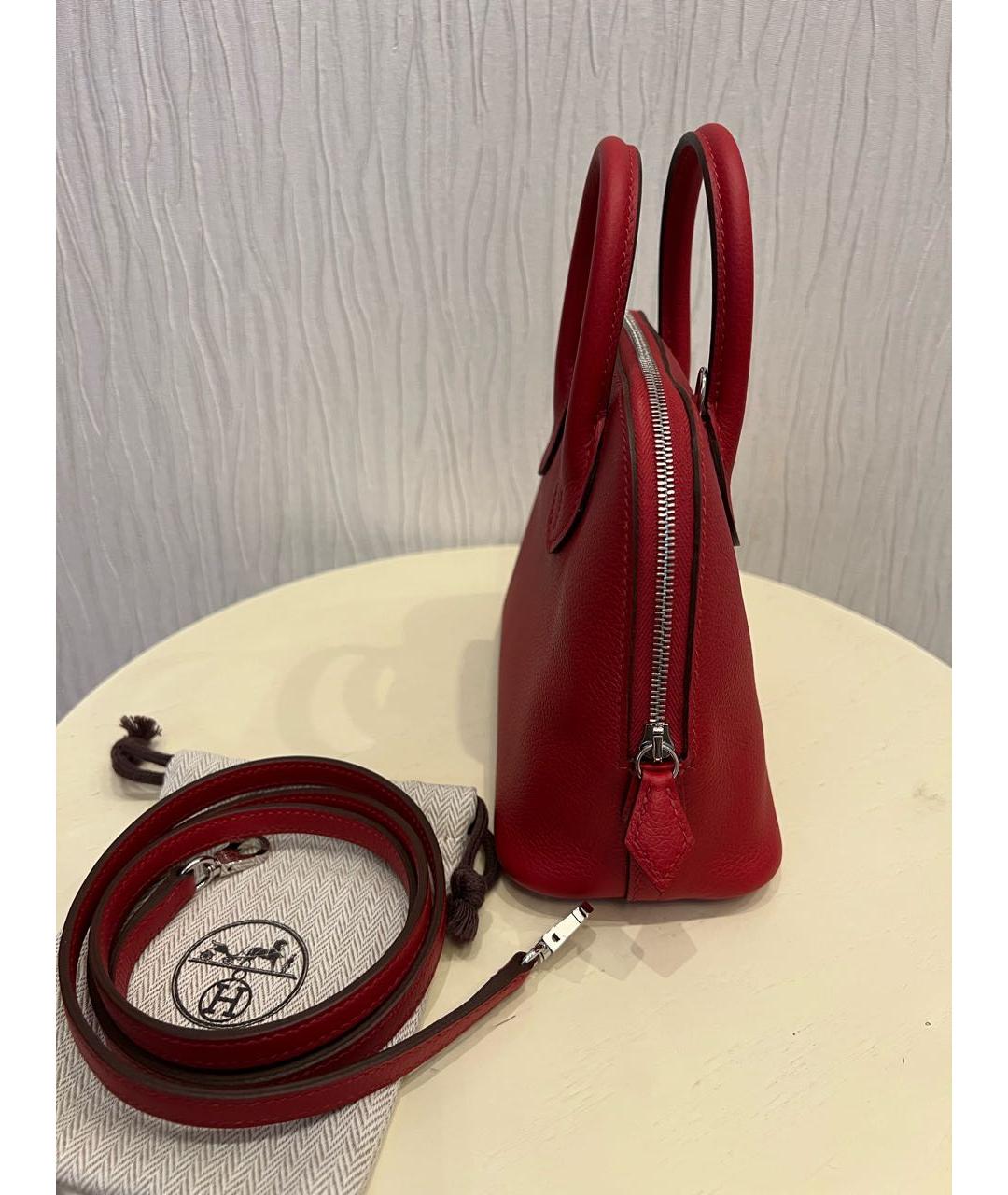 HERMES Красная кожаная сумка с короткими ручками, фото 2