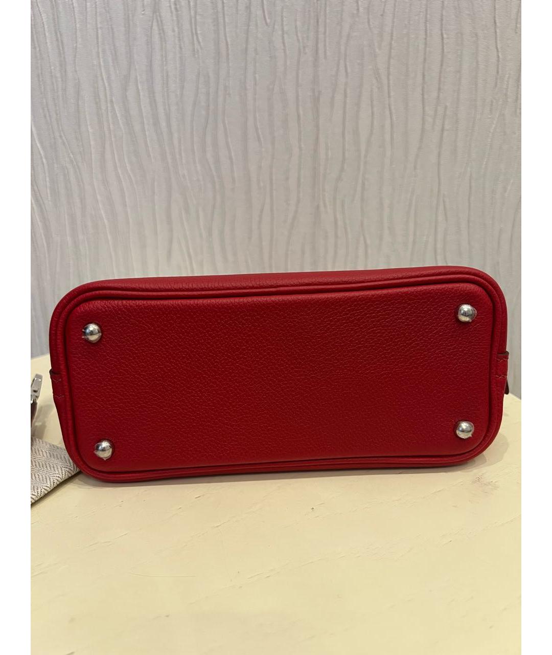 HERMES Красная кожаная сумка с короткими ручками, фото 3