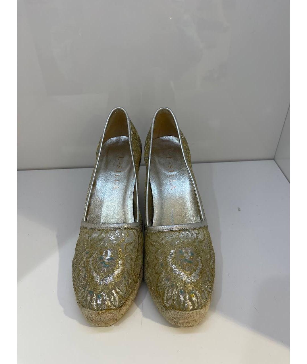 LE SILLA Золотые текстильные босоножки, фото 2
