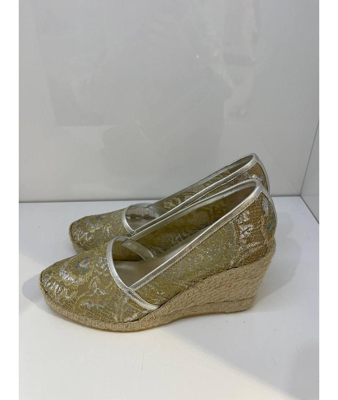 LE SILLA Золотые текстильные босоножки, фото 4