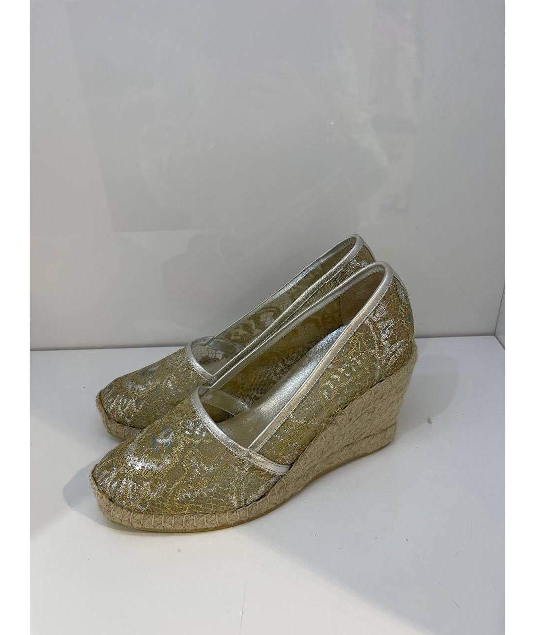 LE SILLA Золотые текстильные босоножки, фото 3