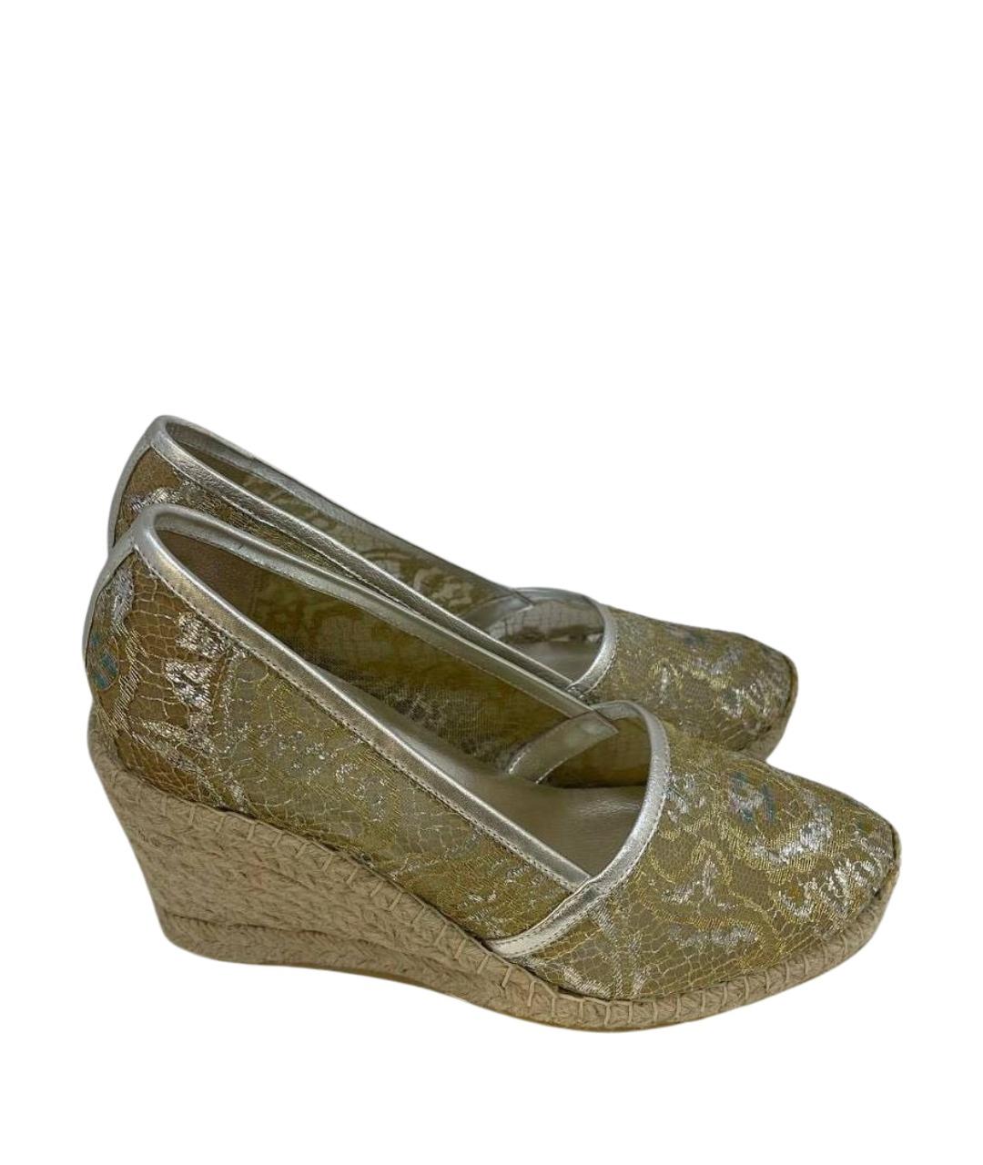 LE SILLA Золотые текстильные босоножки, фото 1