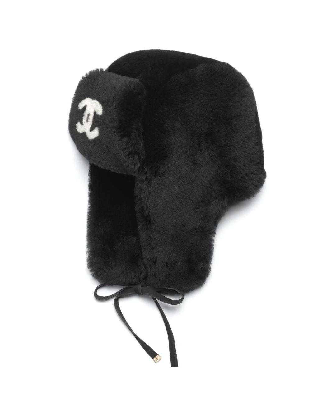 CHANEL Черная шерстяная шапка, фото 1