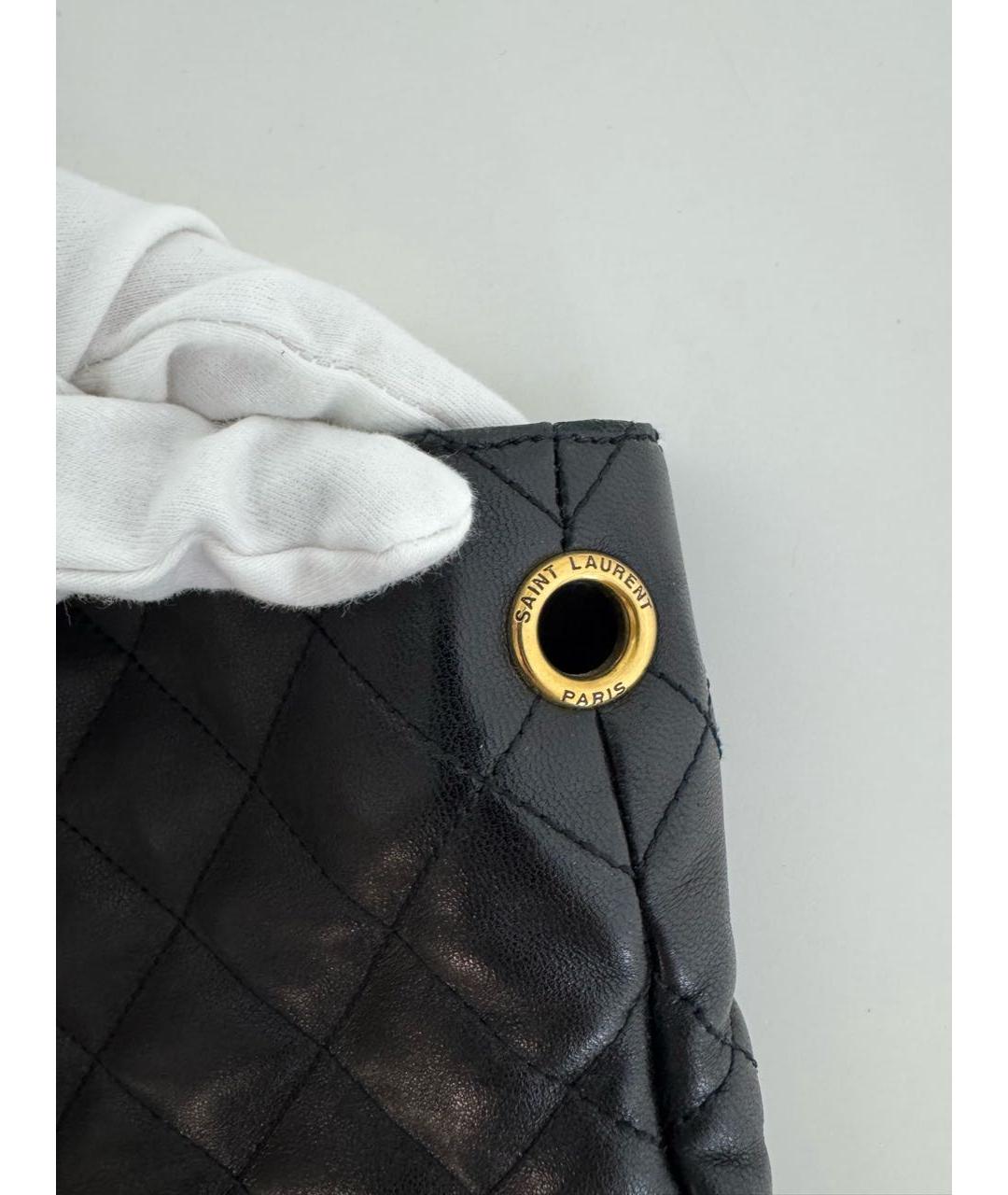 SAINT LAURENT Черная кожаная сумка с короткими ручками, фото 6