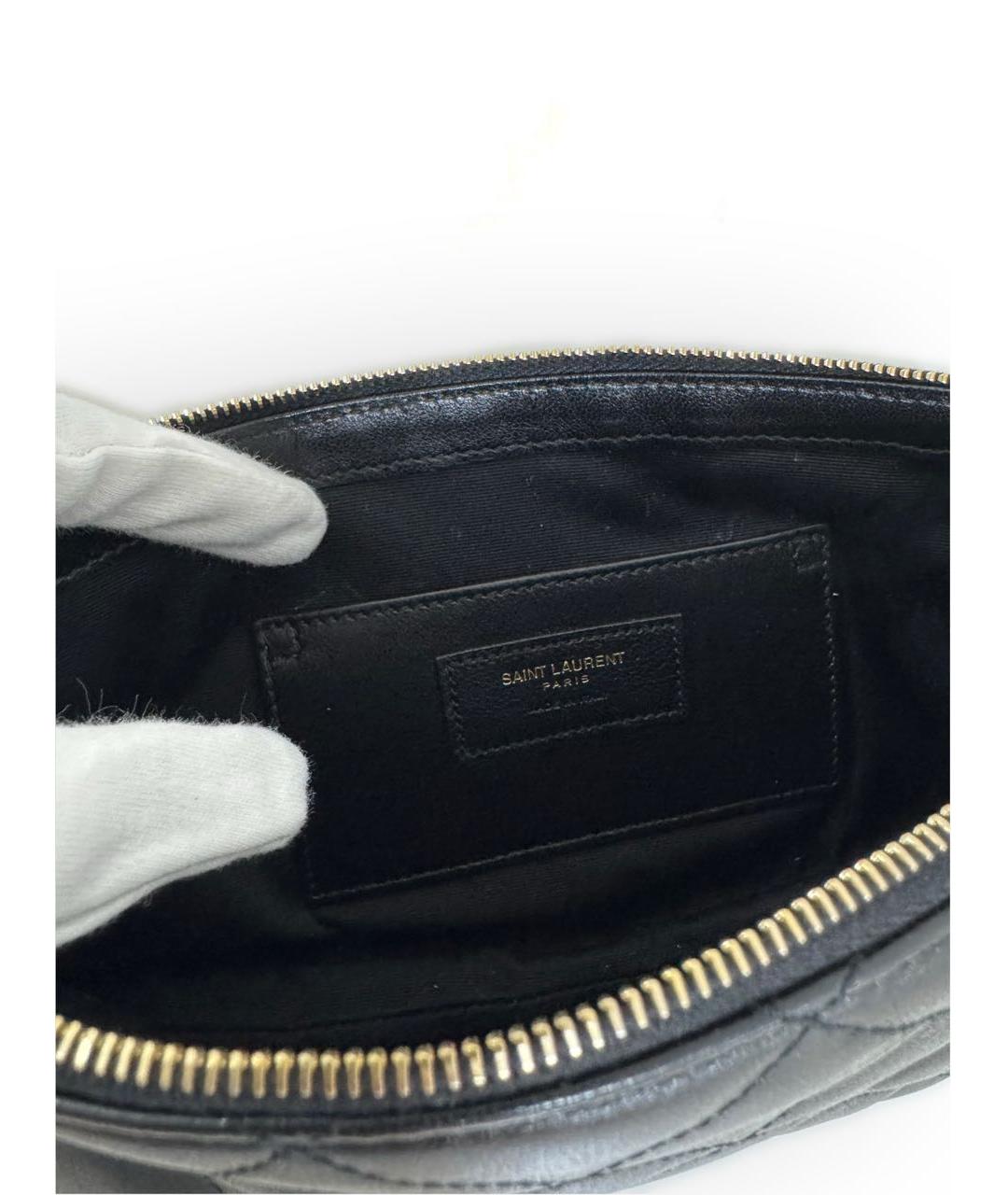 SAINT LAURENT Черная кожаная сумка с короткими ручками, фото 7