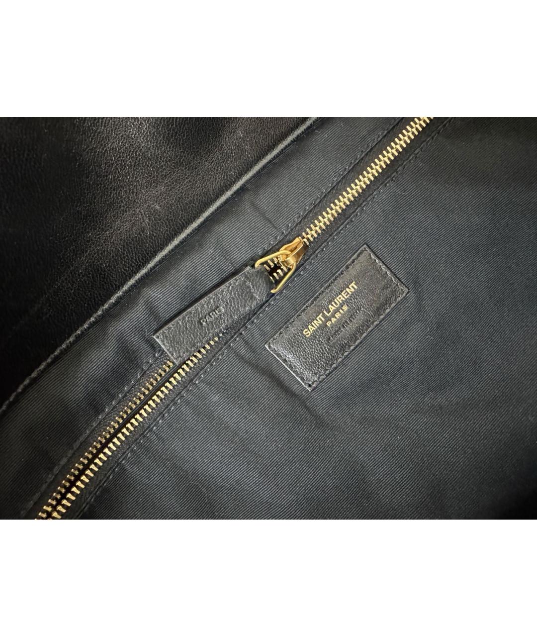 SAINT LAURENT Черная кожаная сумка с короткими ручками, фото 8