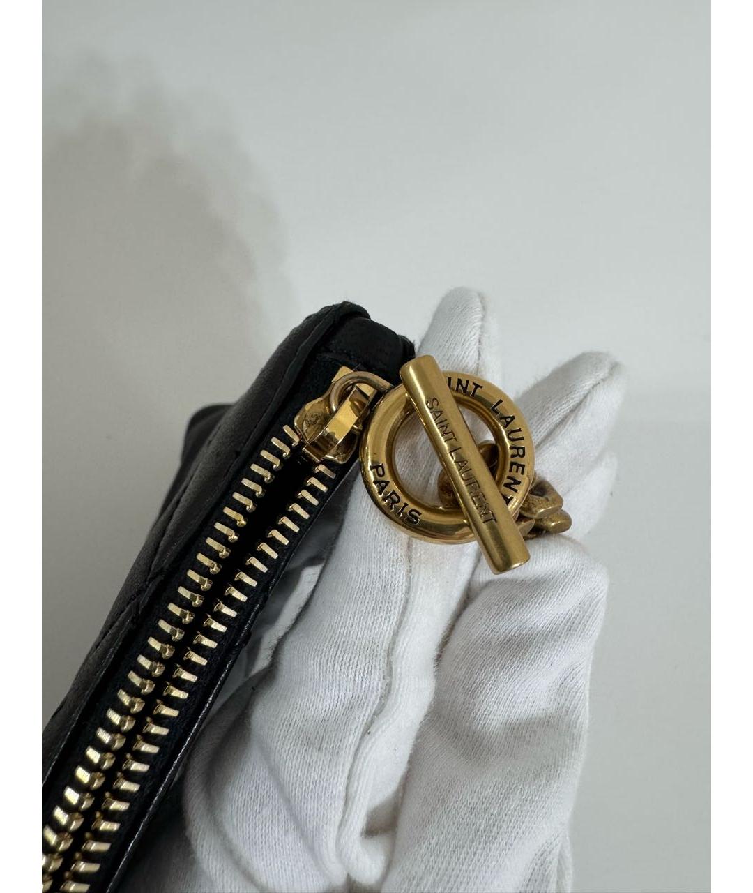 SAINT LAURENT Черная кожаная сумка с короткими ручками, фото 5