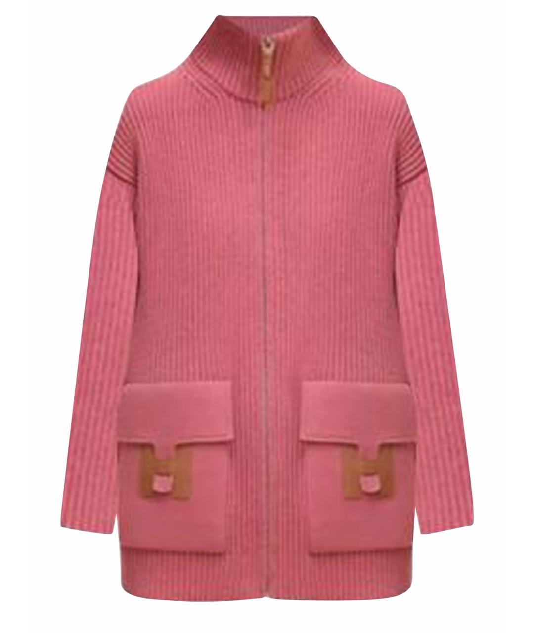 HERMES Коралловый шерстяной кардиган, фото 1