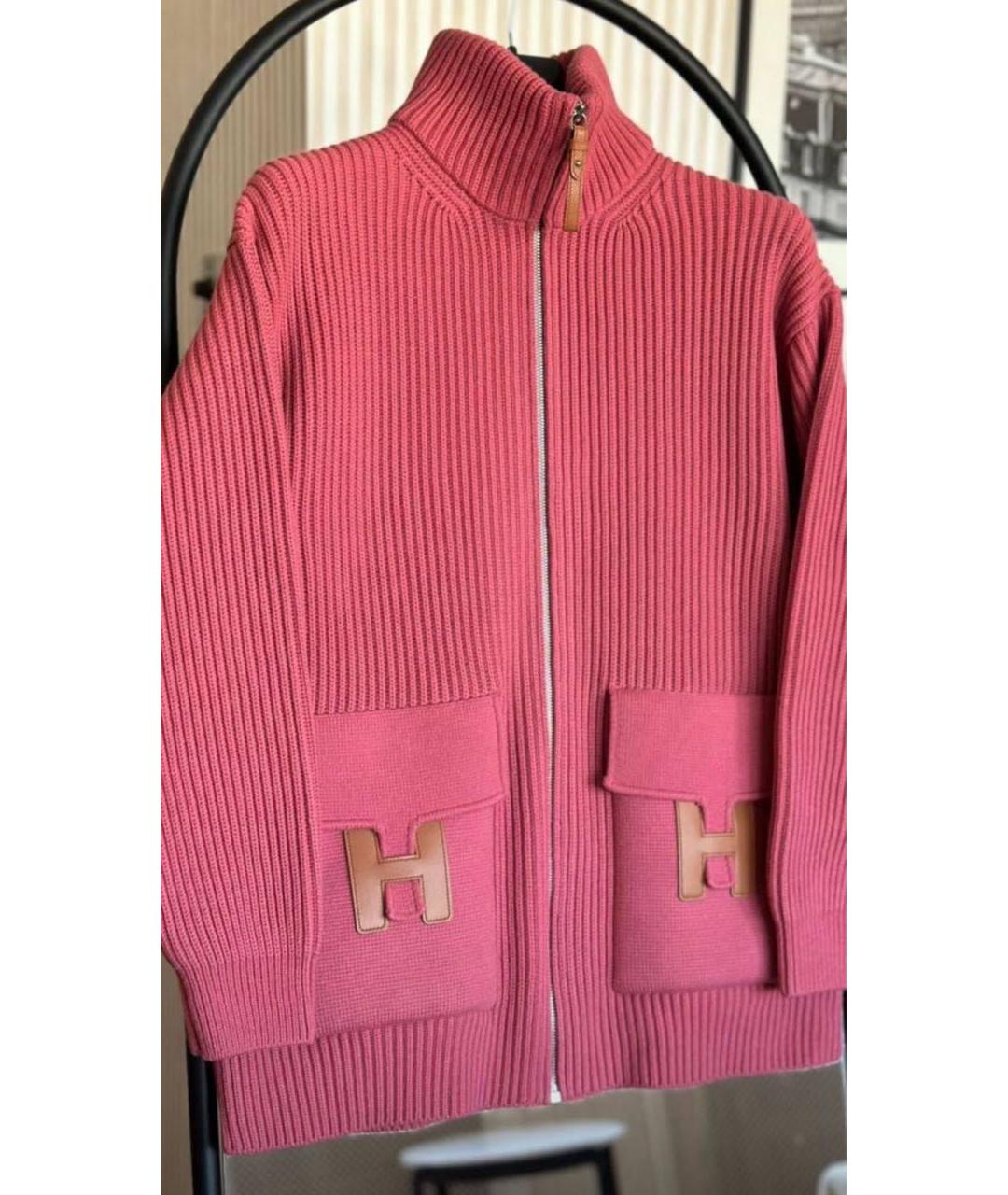 HERMES Коралловый шерстяной кардиган, фото 3