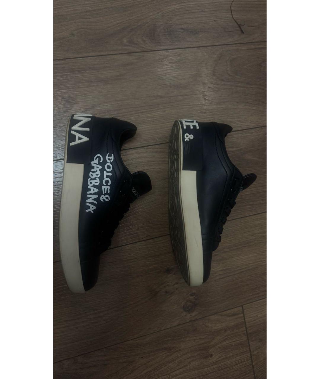 DOLCE&GABBANA Черные кожаные кеды, фото 7