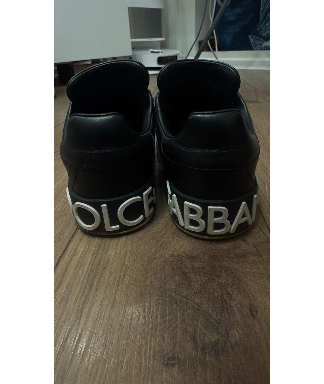 DOLCE&GABBANA Черные кожаные кеды, фото 4