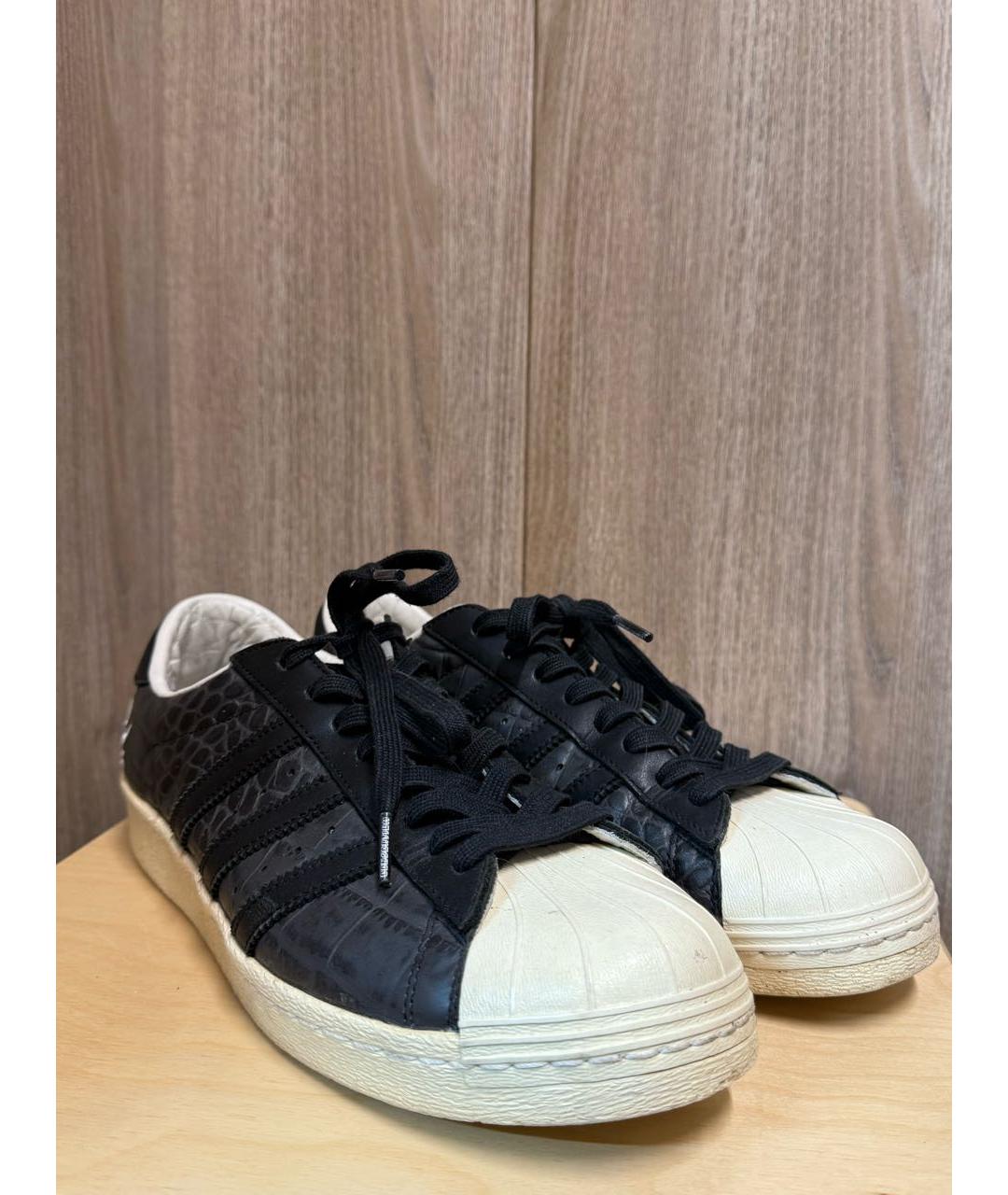 ADIDAS Черные кожаные низкие кроссовки / кеды, фото 7