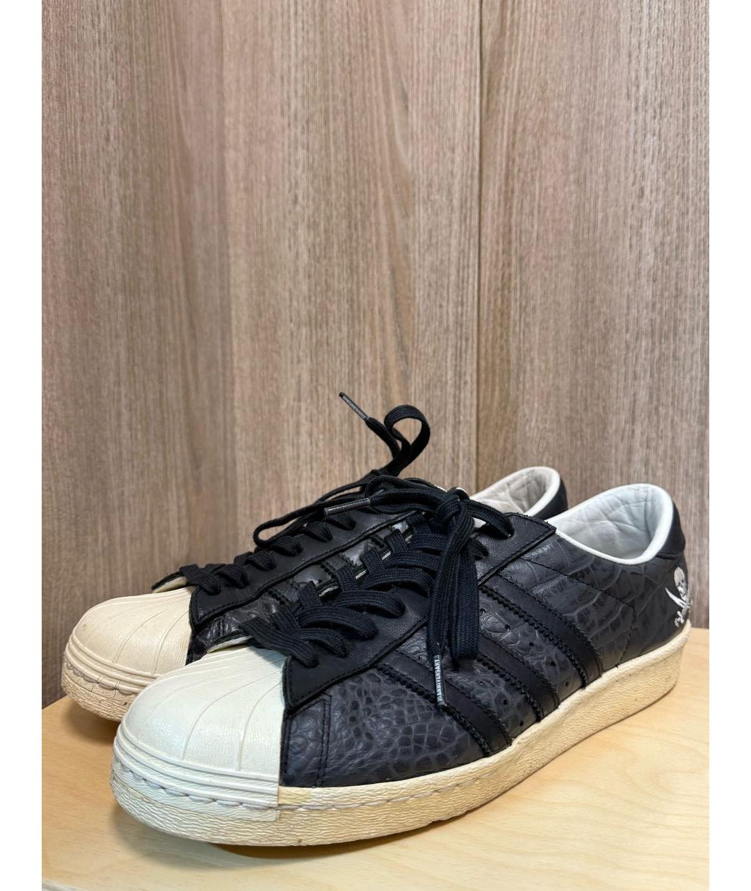 ADIDAS Черные кожаные низкие кроссовки / кеды, фото 8