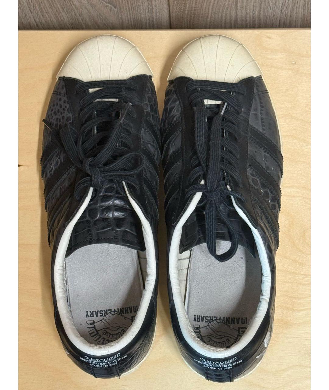 ADIDAS Черные кожаные низкие кроссовки / кеды, фото 3