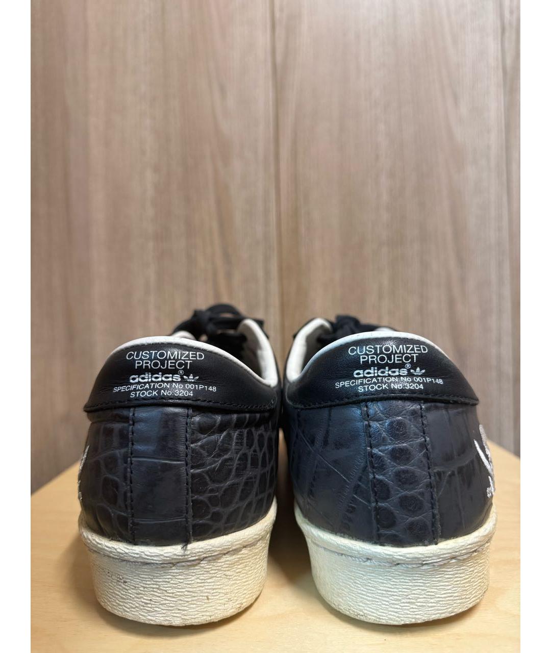 ADIDAS Черные кожаные низкие кроссовки / кеды, фото 4