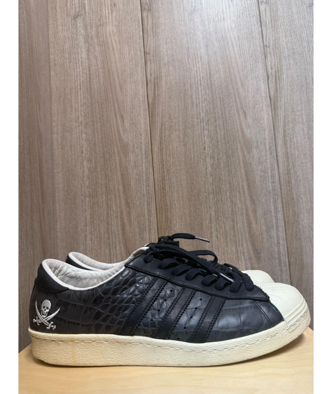 ADIDAS Черные кожаные низкие кроссовки / кеды, фото 9